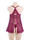 Classy Plus Size Velvet Underwired Sheer Mesh Babydoll - Love It Curvy