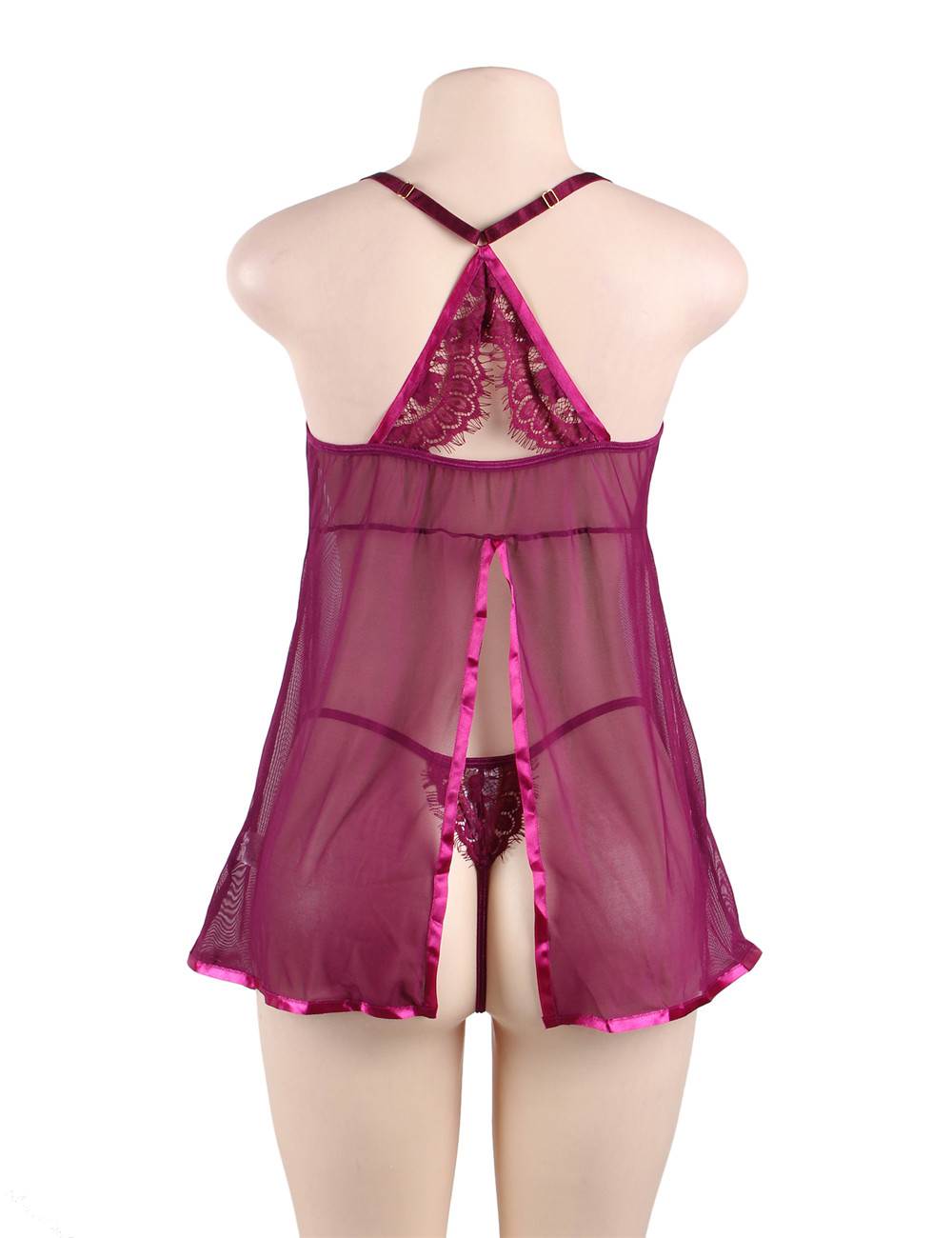 Classy Plus Size Velvet Underwired Sheer Mesh Babydoll - Love It Curvy