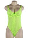 Love It Curvy: Plus Size Underwired Sheer Lace Bodysuit in neon-green - Love It Curvy