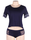 Stretchy Modal Casual Sleepwear Two Piece Set in black - Love It Curvy