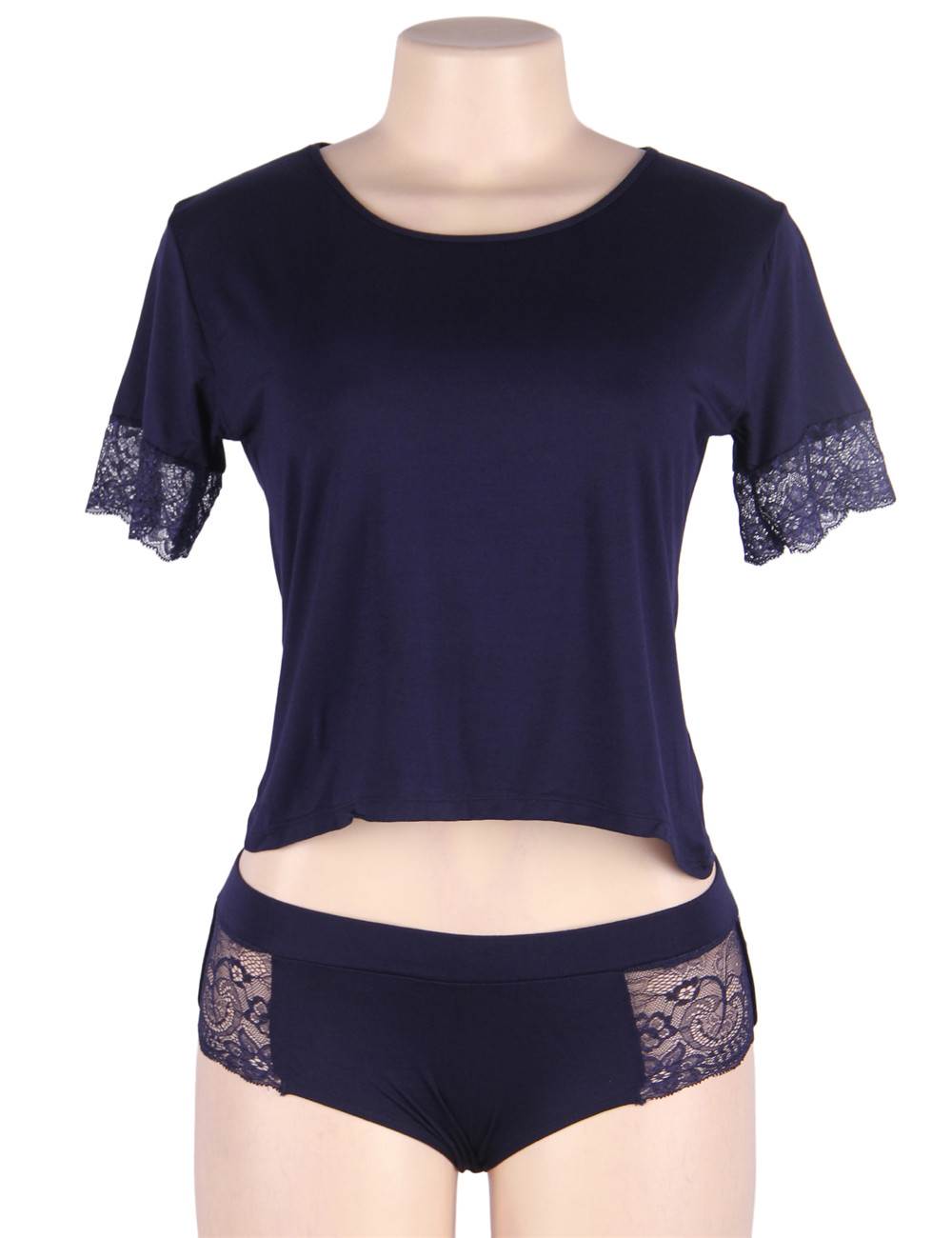Stretchy Modal Casual Sleepwear Two Piece Set in black - Love It Curvy