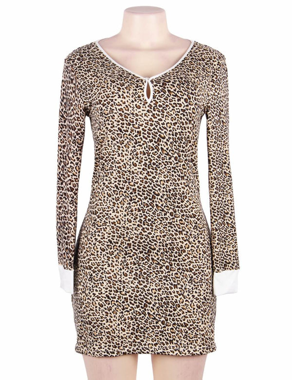 Plus Size Long Sleeve Sexy Leopard Print Pajama - Love It Curvy