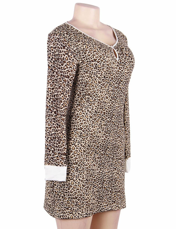 Plus Size Long Sleeve Sexy Leopard Print Pajama - Love It Curvy
