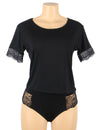 Stretchy Modal Casual Sleepwear Two-Piece Set in black - Love It Curvy