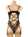 Sexy Lace Velour Plus Size Garter Bodysuit With Underwire - Love It Curvy