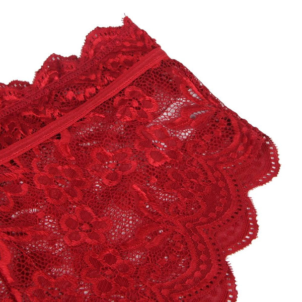 Plus size floral lace bra and high-waist panty set, image 10