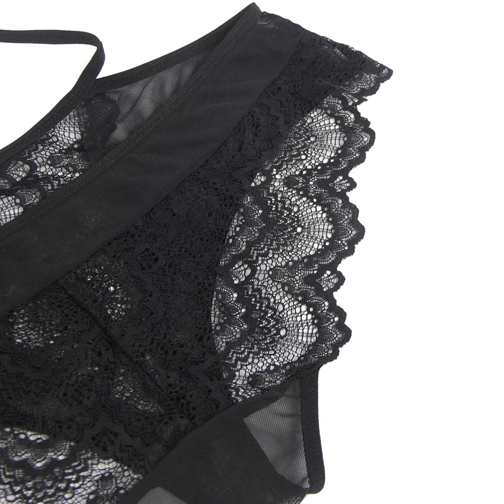 Plus Size Black Delicate Flowers Lace Teddy With Underwire - Love It Curvy