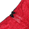 Red lace bralette with black bow detail