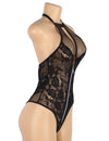 Plus Size Sexy Floral Lace Stitching Backless Zipper Teddy - Love It Curvy
