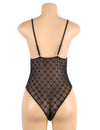 Plus Size Mesh Velvet Deep-V Teddy Bodysuit - Love It Curvy