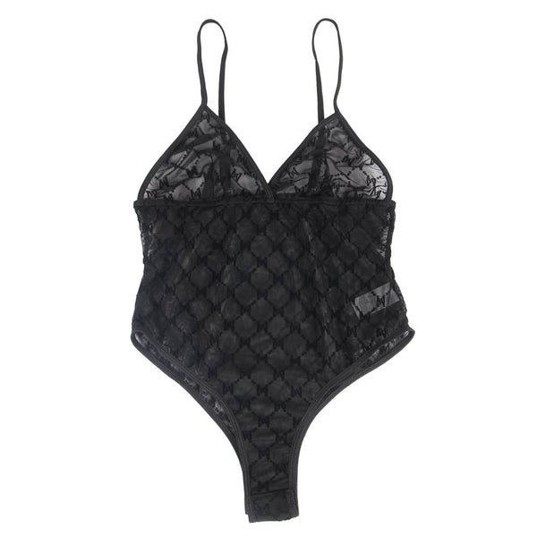 Plus Size Mesh Velvet Deep-V Teddy Bodysuit - Love It Curvy