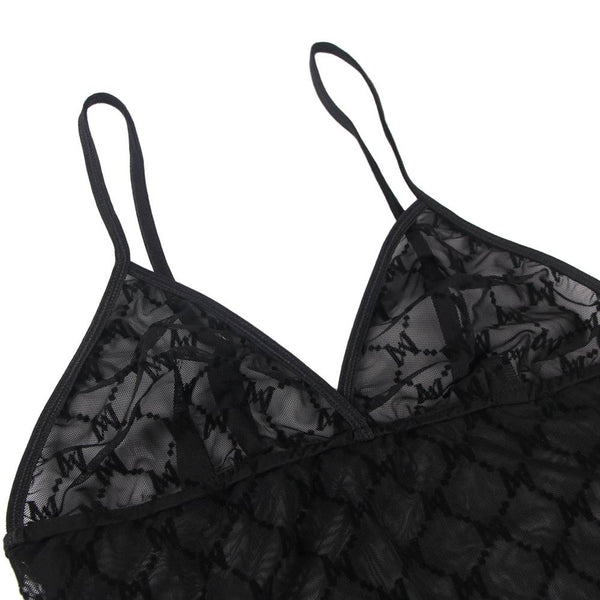 Plus Size Mesh Velvet Deep-V Teddy Bodysuit - Love It Curvy