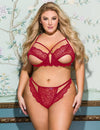 Charm Sexy Lace Underwire Lingerie Set Sheer Bra And Panty Comfort Underwear in red - Love It Curvy