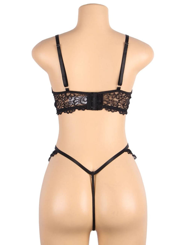 Charm Sexy Lace Underwire Lingerie Set Sheer Bra And Panty Comfort Underwear - Love It Curvy