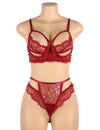 Charm Sexy Lace Underwire Lingerie Set Sheer Bra And Panty Comfort Underwear in black - Love It Curvy
