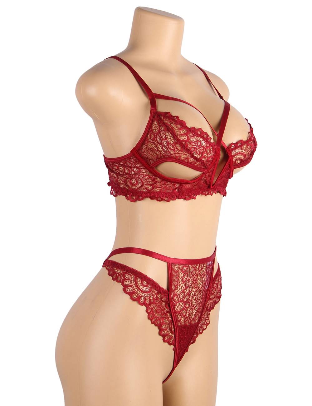 Charm Sexy Lace Underwire Lingerie Set Sheer Bra And Panty Comfort Underwear - Love It Curvy