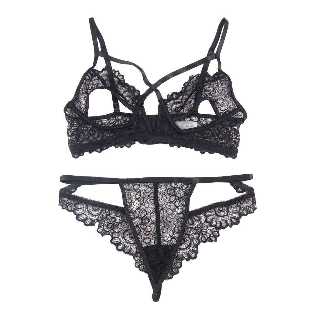 Charm Sexy Lace Underwire Lingerie Set Sheer Bra And Panty Comfort Underwear - Love It Curvy