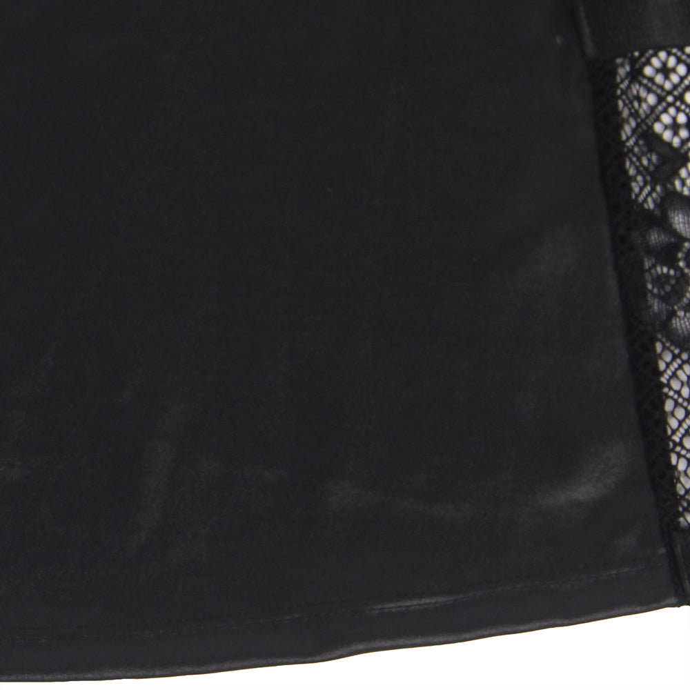 Plus Size Leather Lace Nightwear Sexy Sheer Dress For Women Backless - Love It Curvy