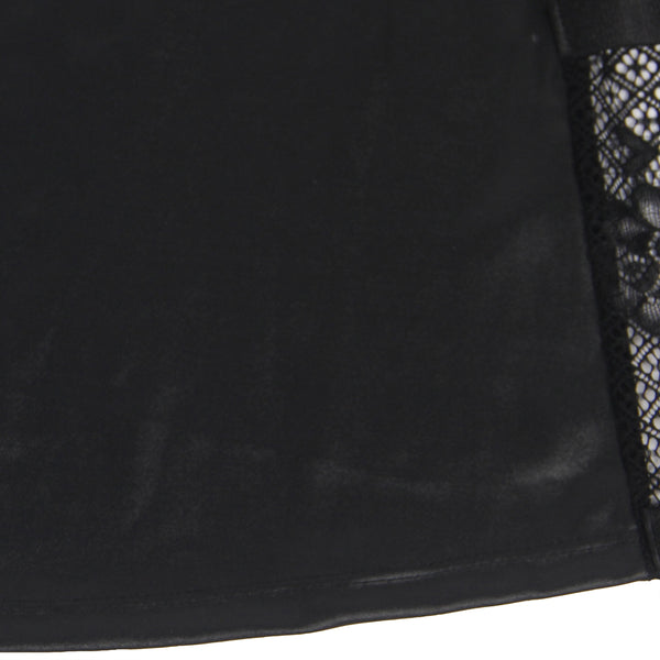 Plus Size Leather Lace Nightwear Sexy Sheer Dress For Women Backless - Love It Curvy