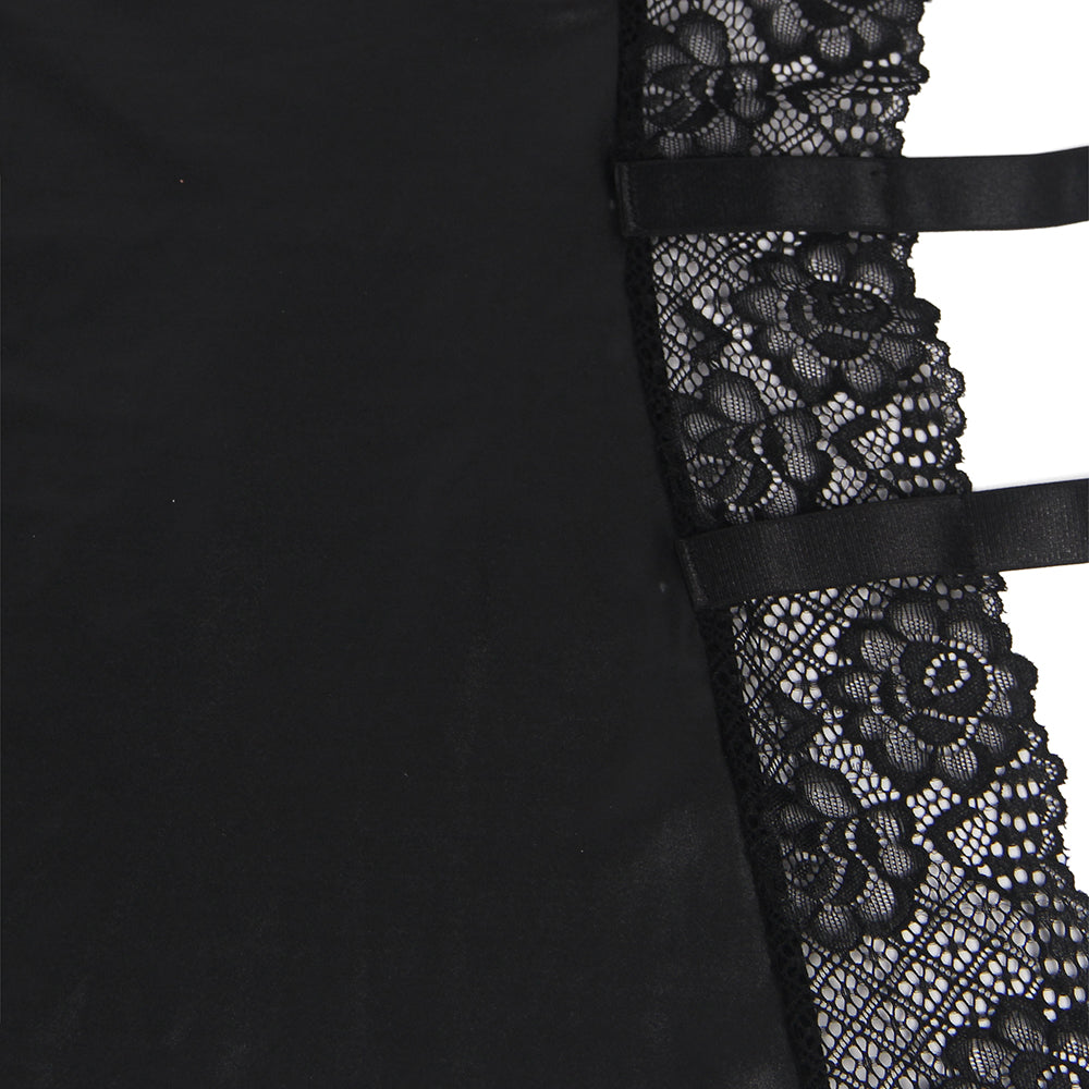 Plus Size Leather Lace Nightwear Sexy Sheer Dress For Women Backless - Love It Curvy