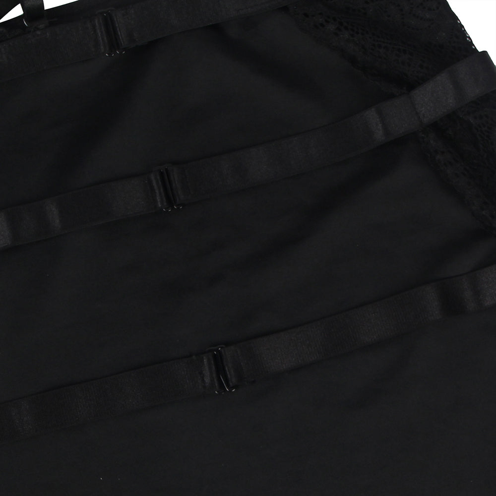 Plus Size Leather Lace Nightwear Sexy Sheer Dress For Women Backless - Love It Curvy
