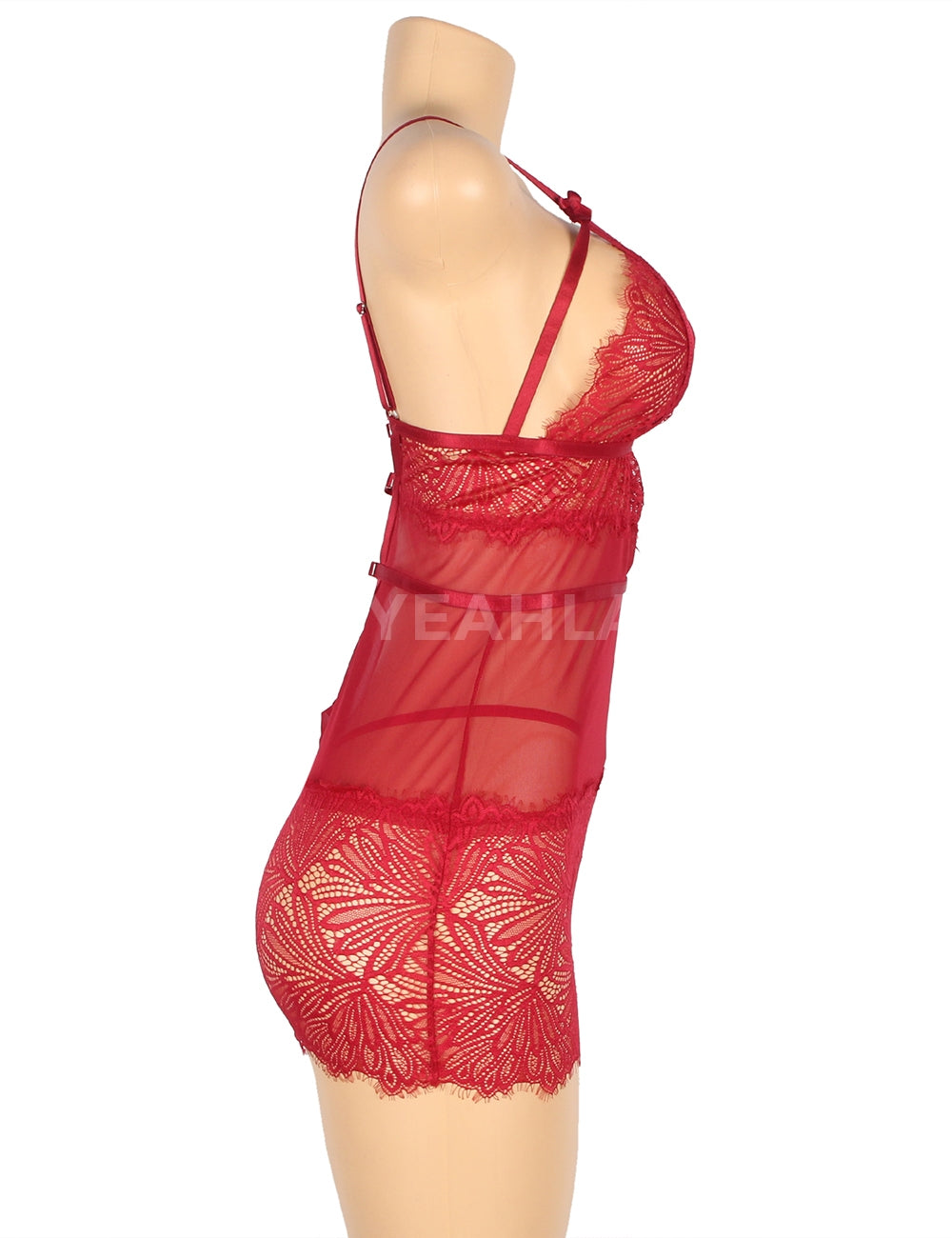 Plus size lace babydoll with adjustable shoulder straps, image 5