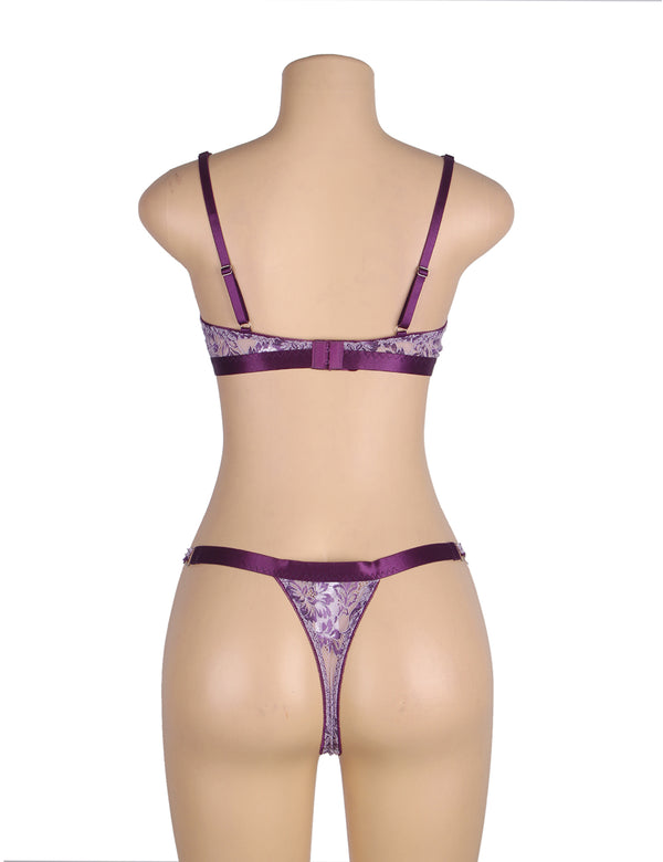 Sexy Floral Two Tone Lace Bra And Panty Set - Love It Curvy