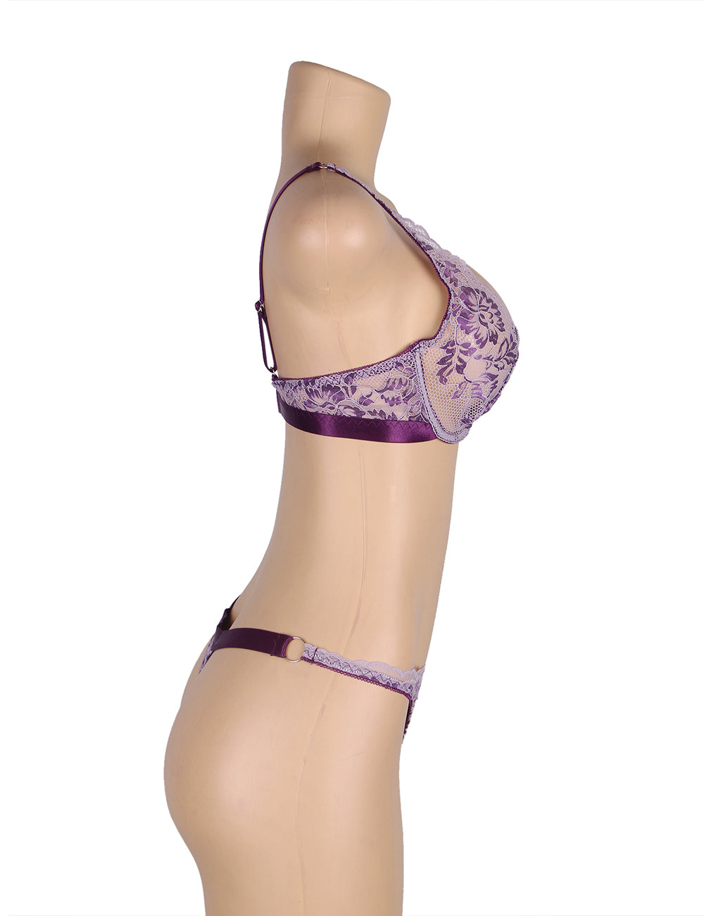 Sexy Floral Two Tone Lace Bra And Panty Set - Love It Curvy