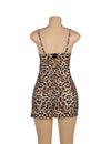 Leopard Print Sexy Babydoll Spliced Lace Sleepwear Silk Nightgown - Love It Curvy