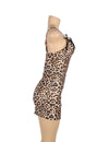 Leopard Print Sexy Babydoll Spliced Lace Sleepwear Silk Nightgown - Love It Curvy