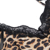 Leopard Print Sexy Babydoll Spliced Lace Sleepwear Silk Nightgown - Love It Curvy