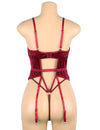 Deep V Garter Lace Velvet Stitching Teddy - Love It Curvy