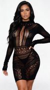 The Heart Racing Fishnet Mini Dress shown on model