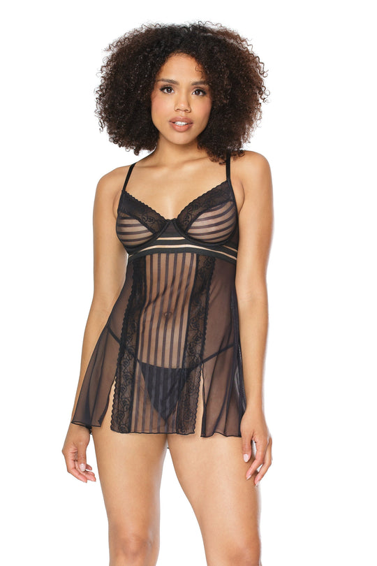Black Lace Babydoll – Sheer Plus Size Lingerie 1X–4X (22108X) - Love it Curvy