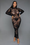 Innocent Touch Sheer Lace Dress shown on model