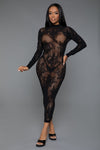 Innocent Touch Sheer Lace Dress shown on model