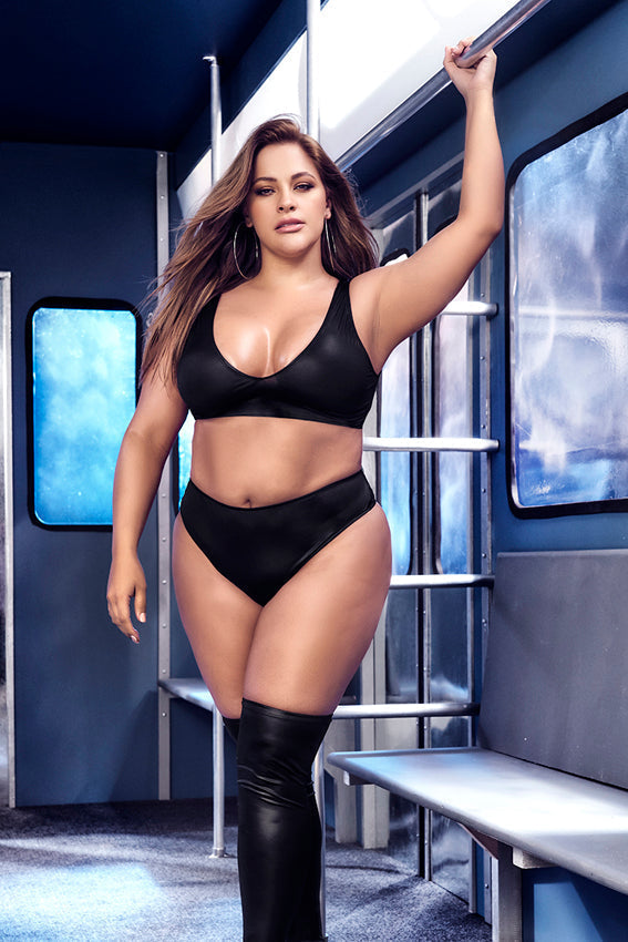 Plus Wet Look Strappy Surpise Set by Mapale at Love It Curvy