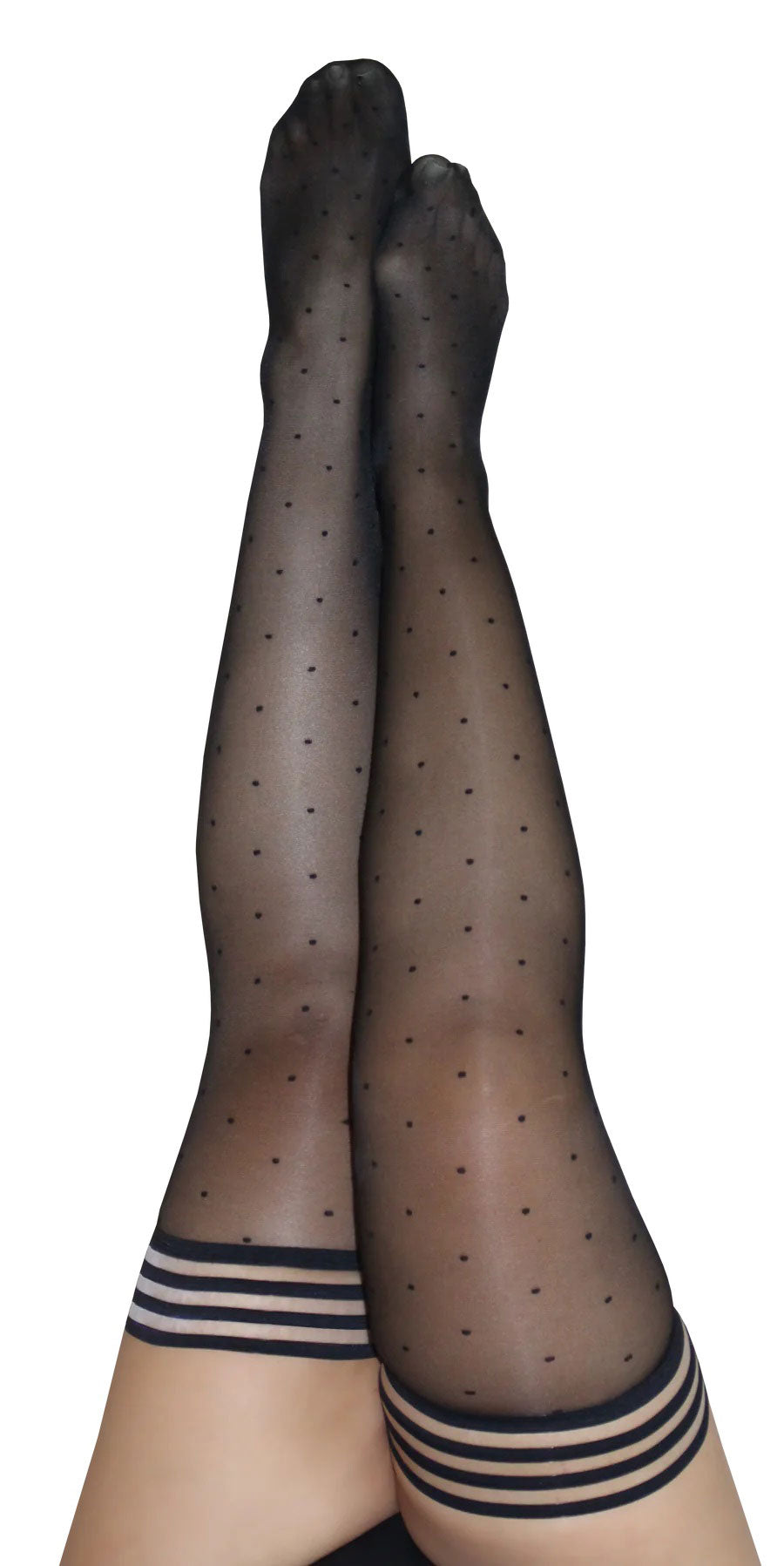Ally - Polka Dot Thigh High - Size D - Black - Love it Curvy