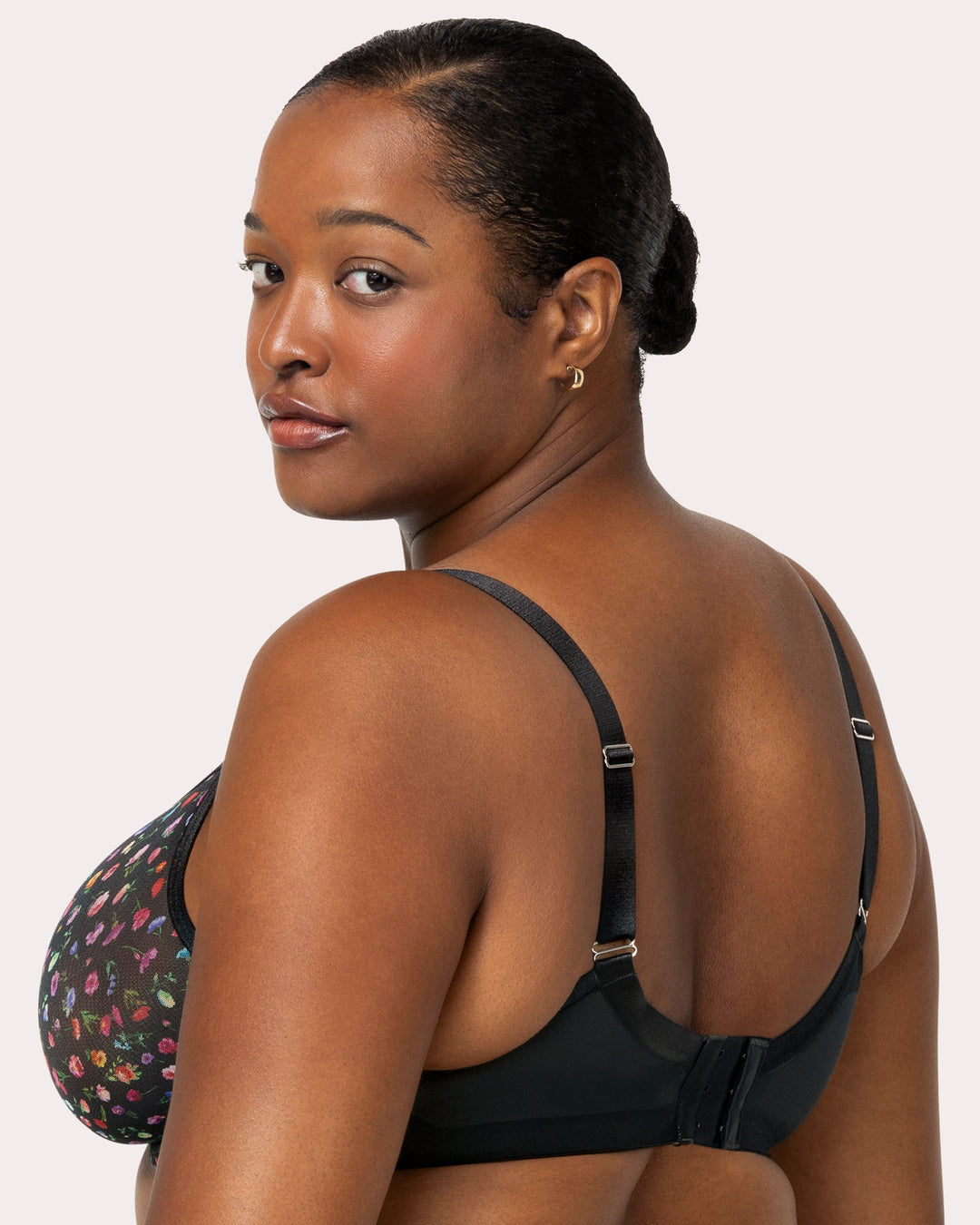 Curvy Couture Sheer Mesh Full Coverage Unlined Underwire Bra in Meadow Dream