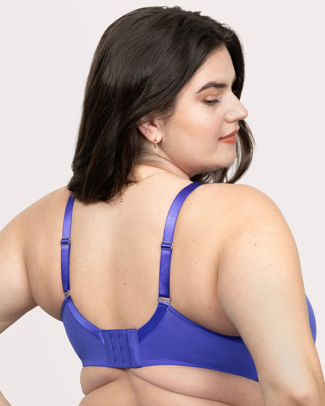 Curvy Couture Sheer Mesh Full Coverage Unlined Underwire Bra in Radiant Plum