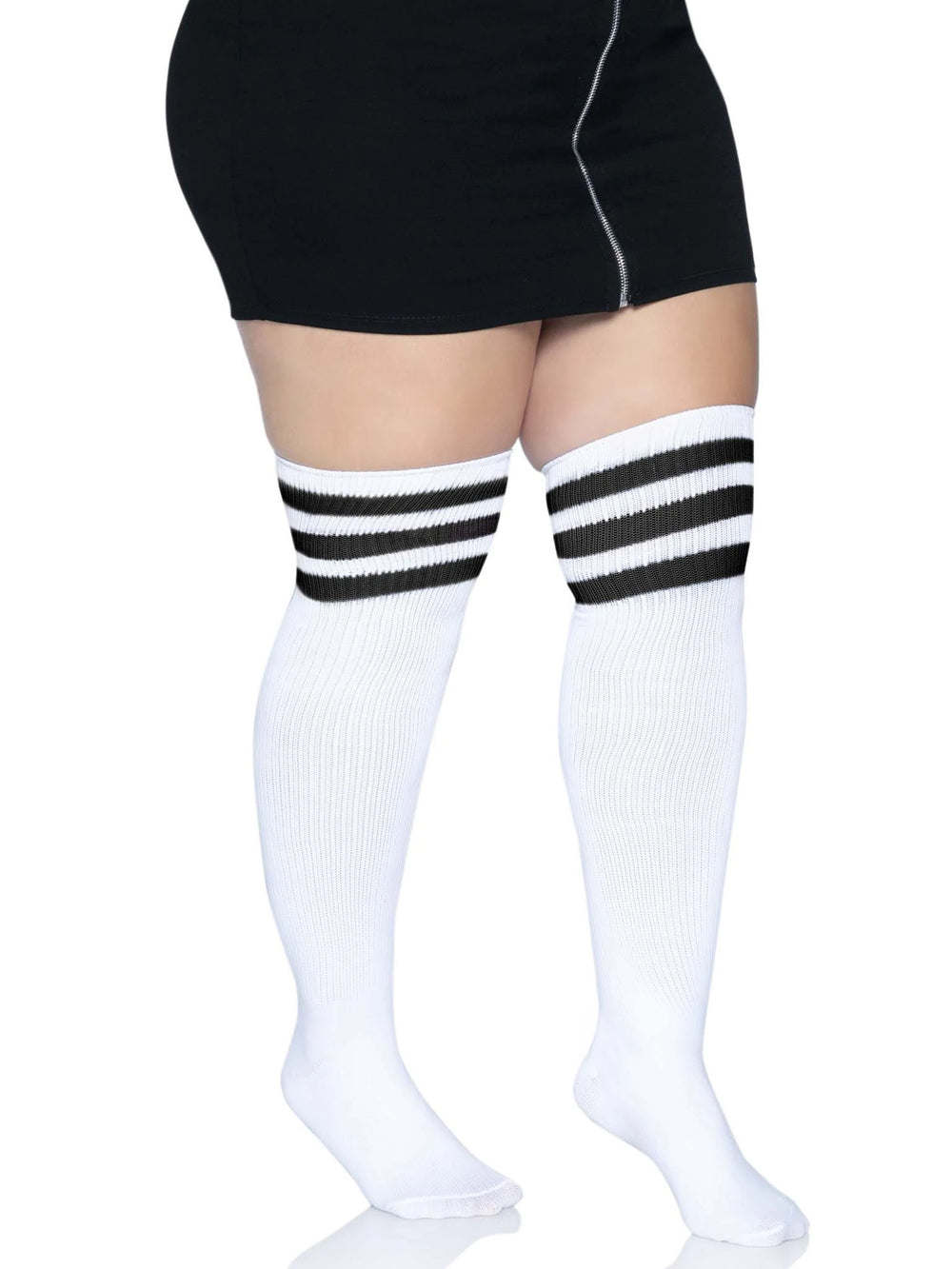 Over the Knee Athletic Socks - 1x/2x - White/black - Love it Curvy