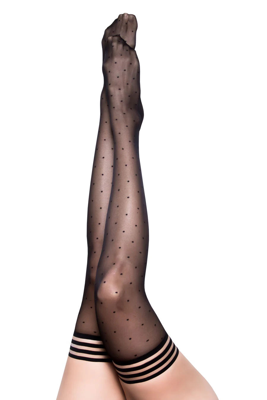 Ally - Polka Dot Thigh High - Size a - Black - Love it Curvy