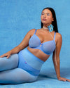 Curvy Couture Sheer Mesh Full Coverage Unlined Underwire Bra in Denim Blue