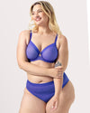 Curvy Couture Sheer Mesh Full Coverage Unlined Underwire Bra in Radiant Plum