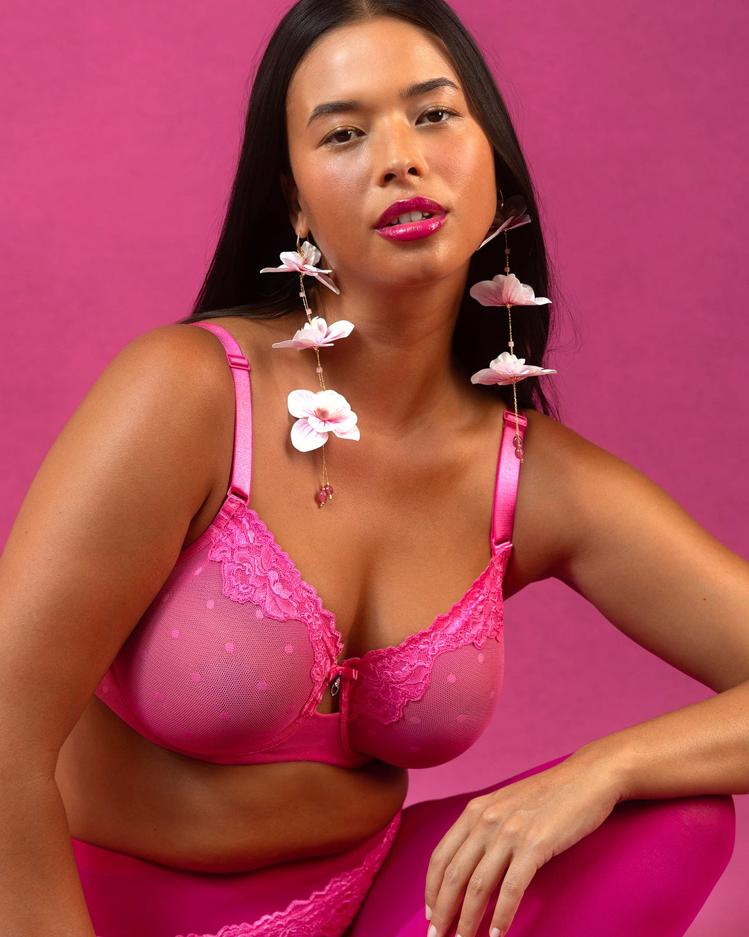 Curvy Couture Sheer Whisper Full Coverage Unlined Underwire Bra in Sangria Sunset