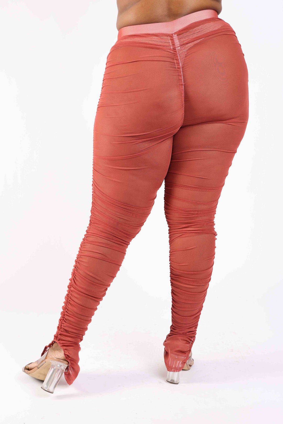 Plus Size Ruched Mesh Leggings | Love it Curvy