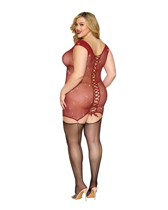 Garter Slip Dmnd - One Size Queen - Red - Love it Curvy