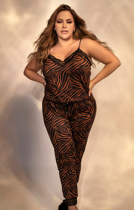 Plus Lounge Club Animal Print Two Piece Set - 1/2X | Love It Curvy