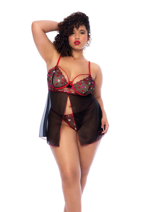 Love It Curvy Sweet Hearts Babydoll Set Plus X