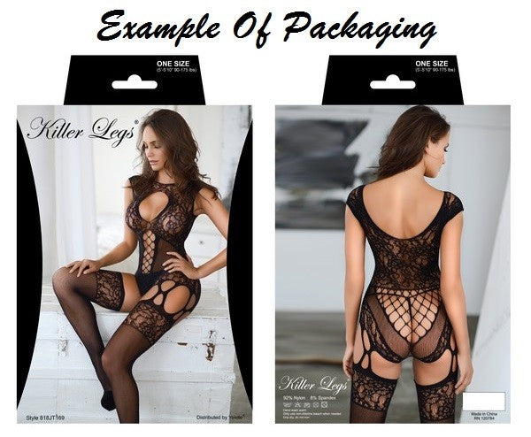 High Neck Lace Keyhole Garter Fishnet Bodystocking - Love it Curvy